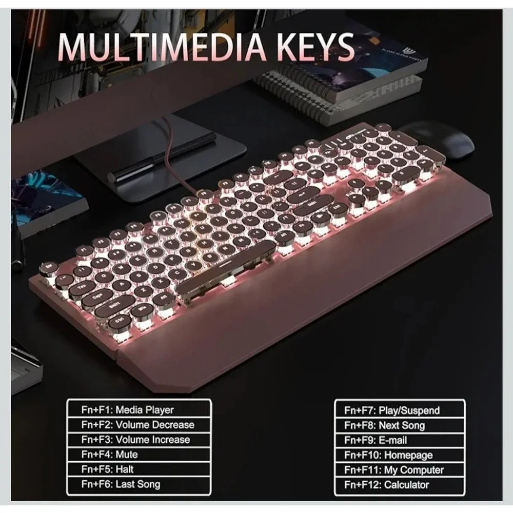 Pink Keyboad & Wireless Mouse